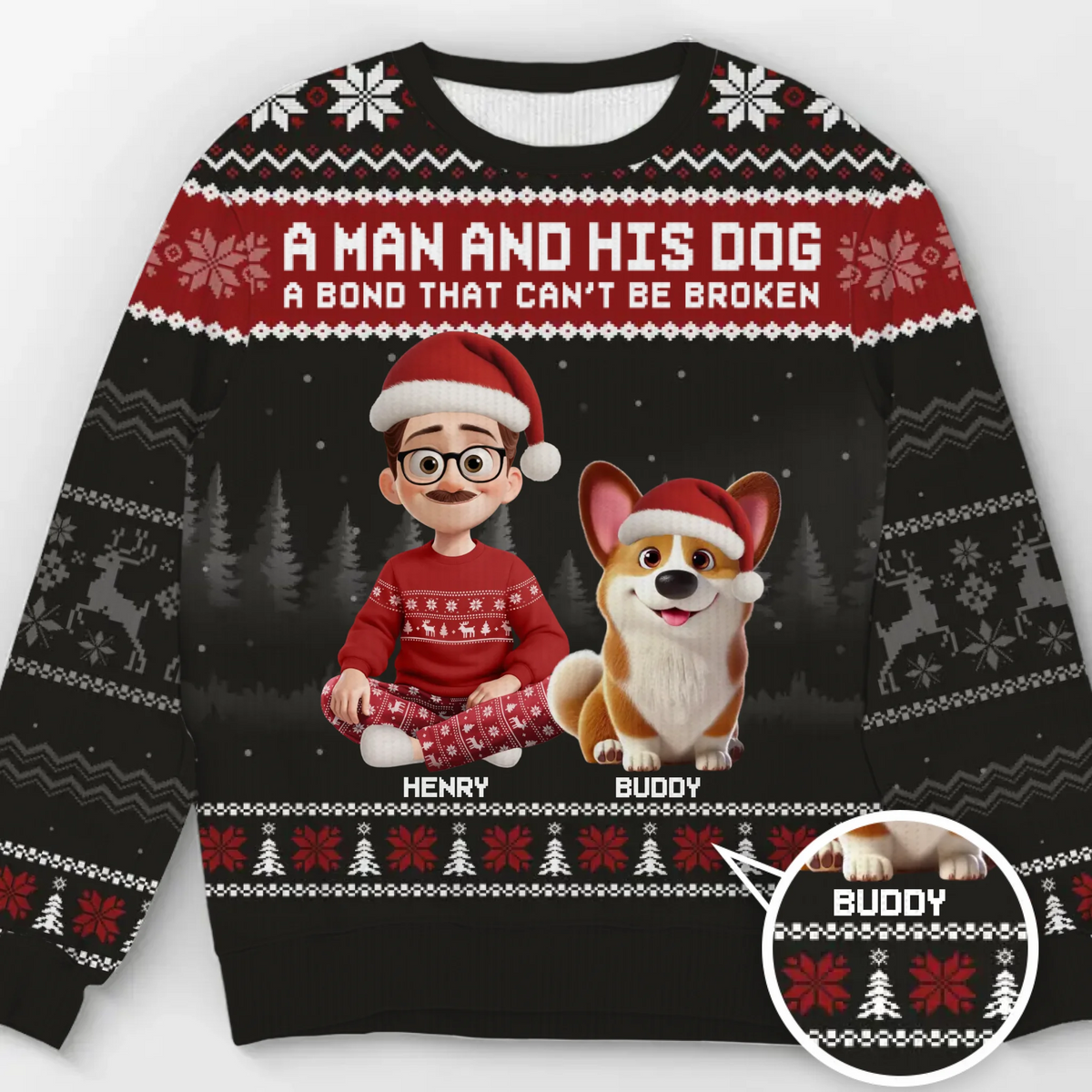 Custom Unisex Ugly Sweatshirt - Personalized  Christmas Birthday Gifts For Dog Lovers, Dog Dad And Mom - A Pawfect Holiday Duo