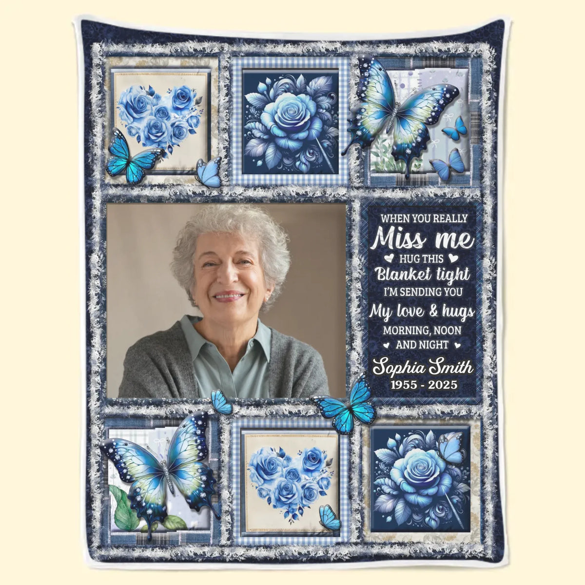 Custom Photo Blanket - Personalized Christmas Memorial Sympathy Gifts For Loss Of Mom, Dad - Love Lives Beyond The Years