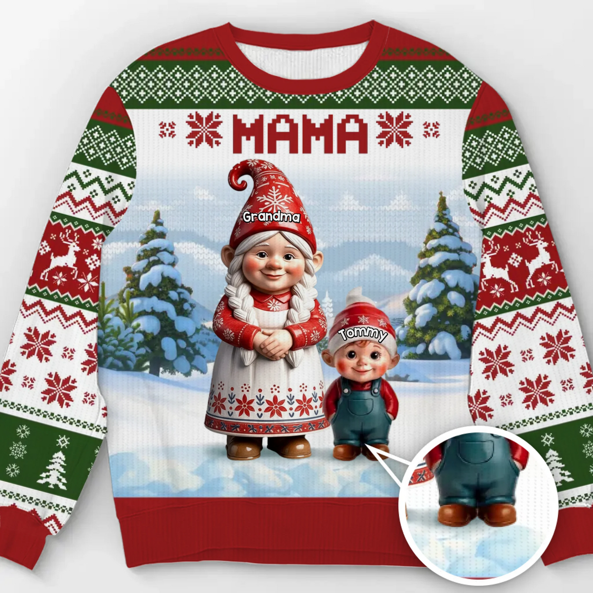 Custom Gnome Unisex Ugly Sweatshirt - Personalized Christmas Birthday Gifts For Mom, Grandma - Christmas Magic Shared Across Generations