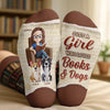 Custom Crew Socks - Personalized Bookish Gifts For Book Lovers, Bookworms, Dog Dad And Mom - Pages With Pawprints