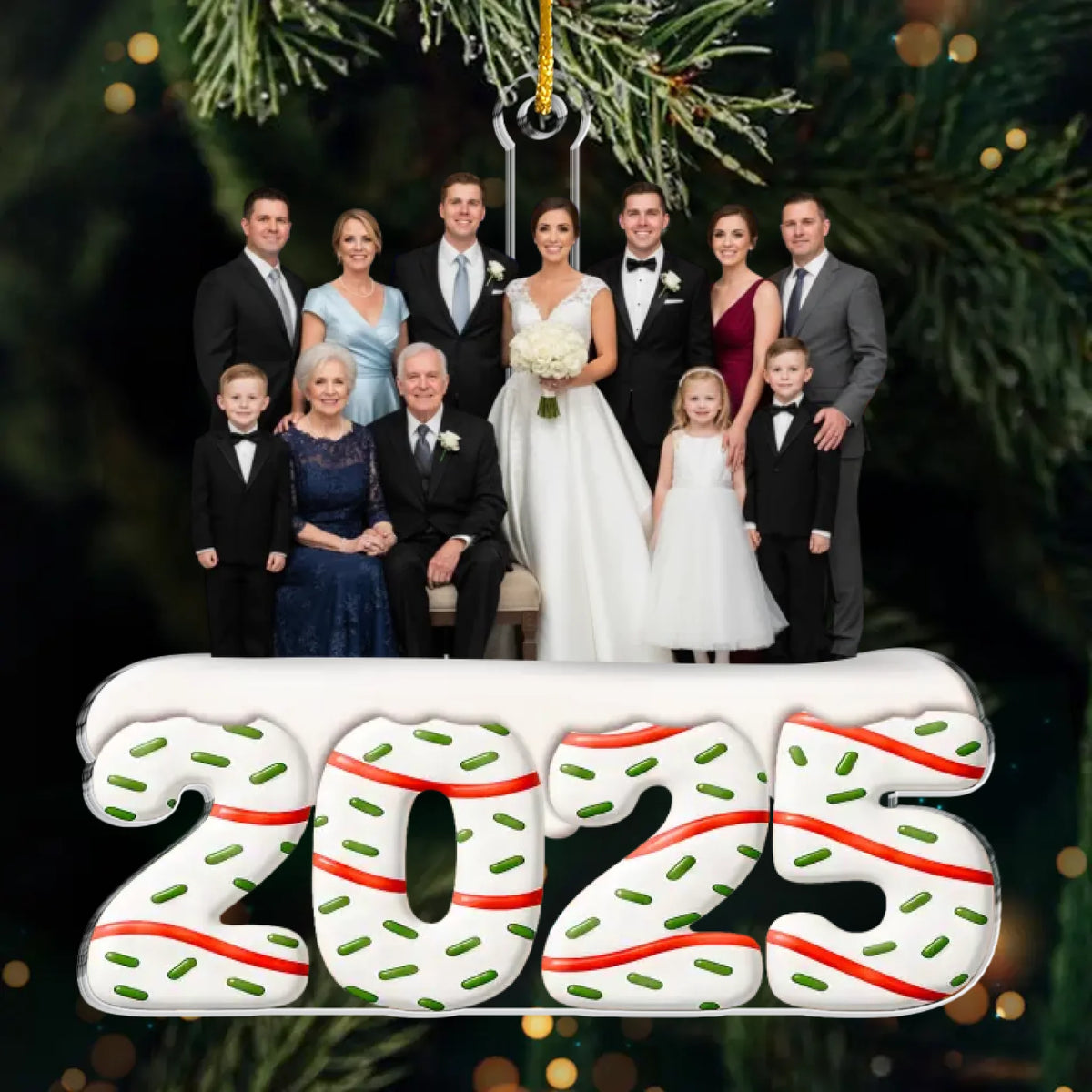 Custom Photo Acrylic Ornament - Personalized Anniversary Christmas Wedding Gifts For Husband And Wife, Him And Her, Family - Our Family Wedding