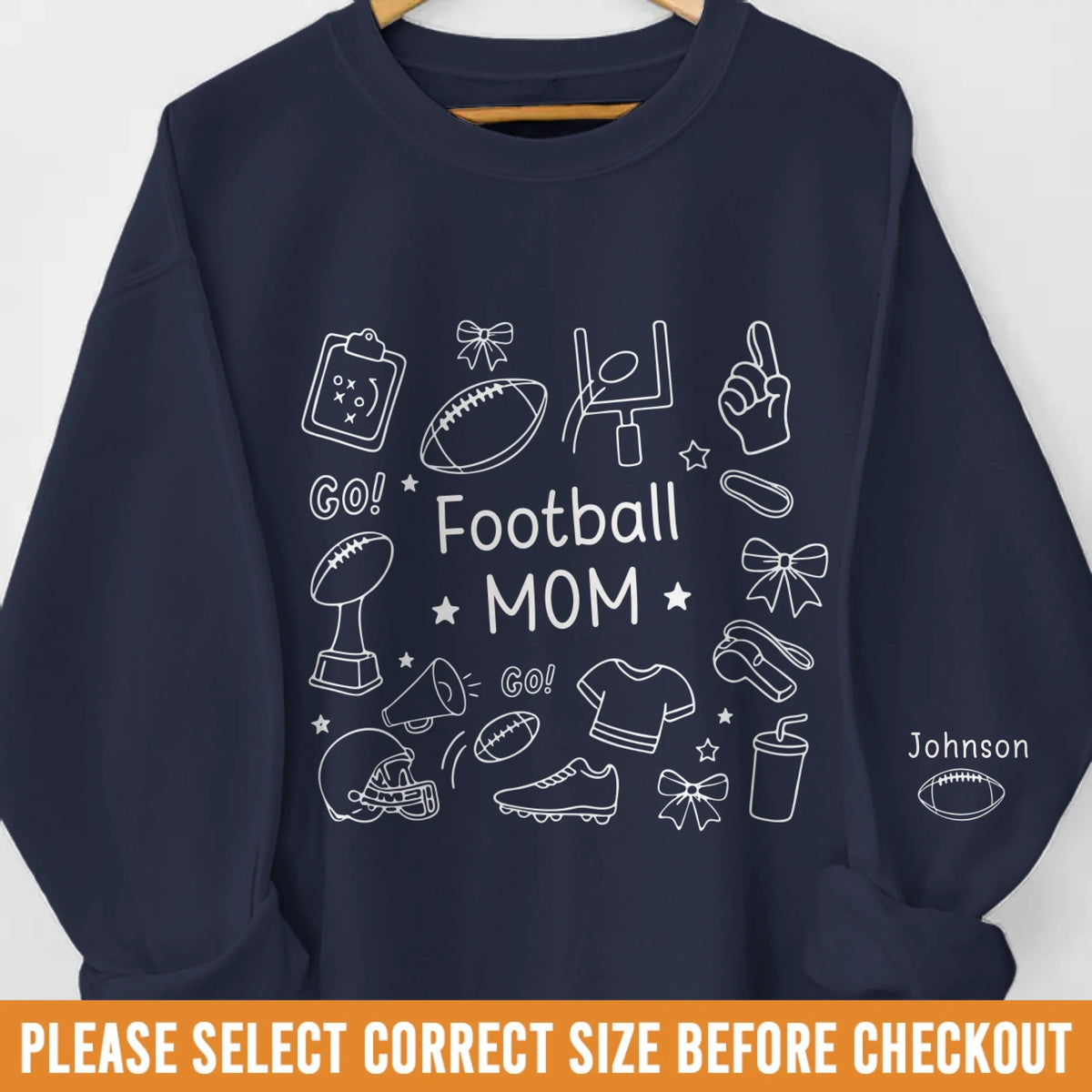 Custom American Football Unisex Sweatshirt, Hoodie With Design On Sleeve - Personalized Birthday Sport Gifts For Mom, Grandma, Sports Fans, Sports Lovers - Game Day Ready