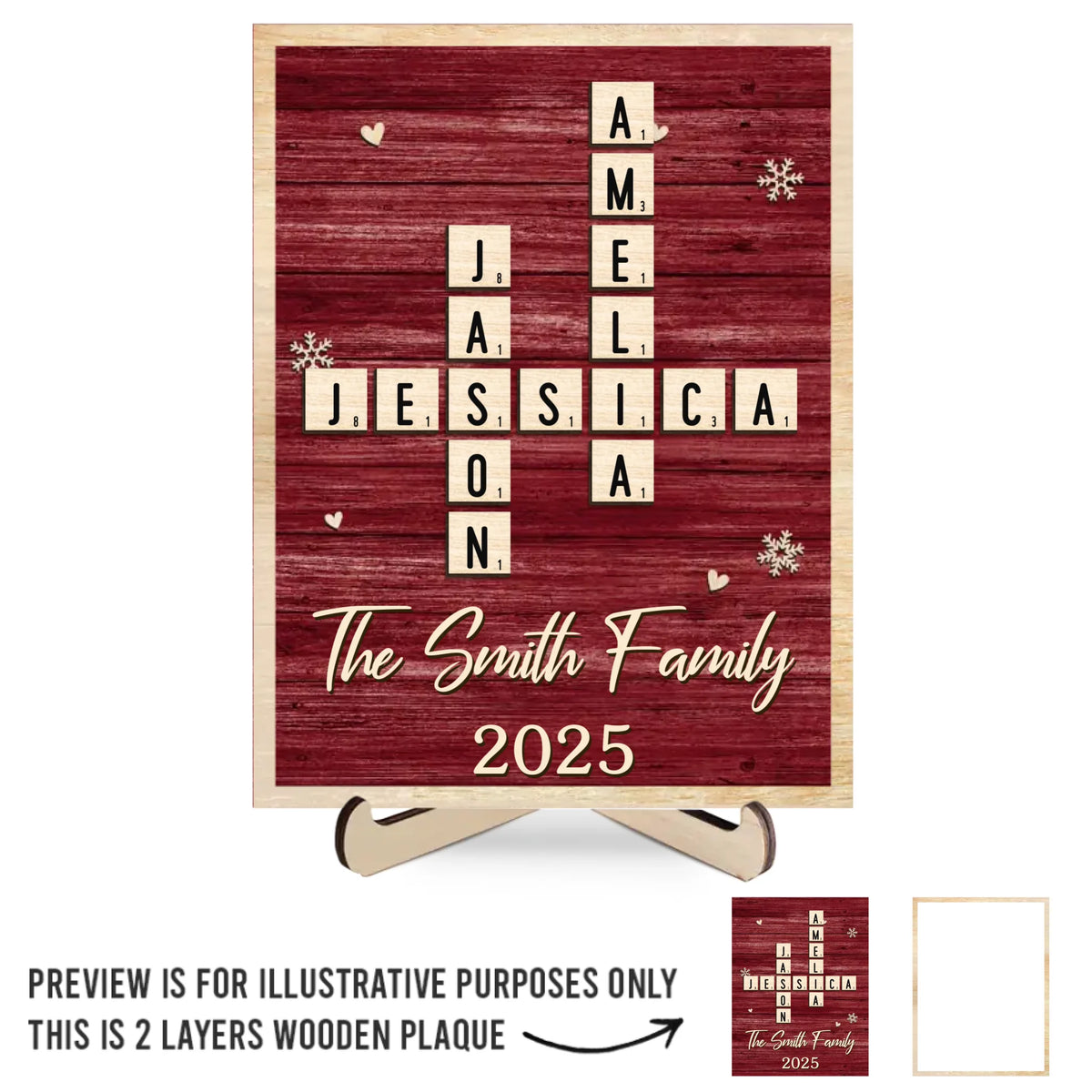 Custom Scrabble 2-Layered Wooden Plaque - Personalized Christmas Birthday Gifts For Mom, Dad, Brother, Sister, Kids - Together We Sparkle
