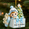 Custom First Christmas Acrylic Ornament - Personalized Christmas Baby Shower, Gender Reveal Gifts For New Moms, New Dads, New Parents - Joy Wrapped In Love