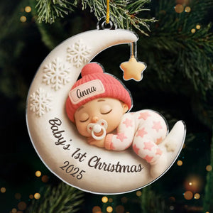 Custom First Christmas Acrylic Ornament - Personalized Christmas Baby Shower, Gender Reveal Gifts For New Moms, New Dads, New Parents - Love Born This Year