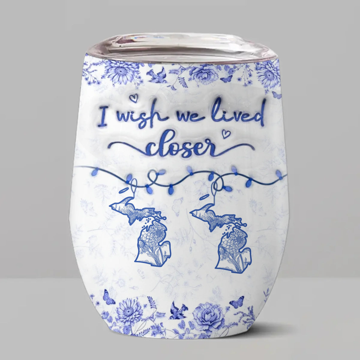 Custom Long Distance Wine Tumbler - Personalized Best Friend Birthday Gifts For Women, Besties, Sisters, BFF - Distance Means Nothing