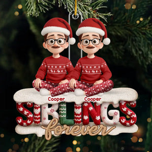 Custom Crochet Acrylic Ornament - Personalized Christmas Birthday Gifts For Brother, Sister - Built In Best Friend For Life