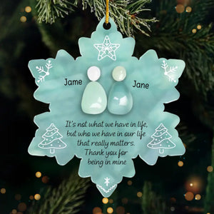 Custom Sea Glass Acrylic Ornament - Personalized Anniversary Christmas Wedding Gifts For Husband And Wife, Him And Her, Couples, Beach Lovers - Ocean Air Warm Hearts