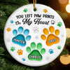 Custom Ceramic Ornament - Personalized Pet Christmas Memorial Sympathy Gifts For Dogs, Cats - Pawprints Etched On My Heart