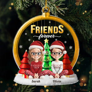 Custom Acrylic Ornament - Personalized Best Friend Christmas Birthday Gifts For Women, Besties, Sisters, BFF - Candy Canes And Cozy Talks