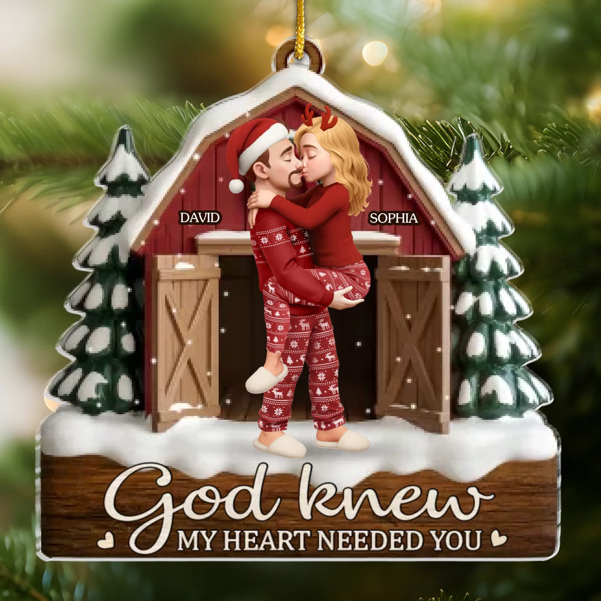 Custom Acrylic Ornament - Personalized Anniversary Christmas Wedding Gifts For Husband And Wife, Him And Her - You’re My Answered Prayer