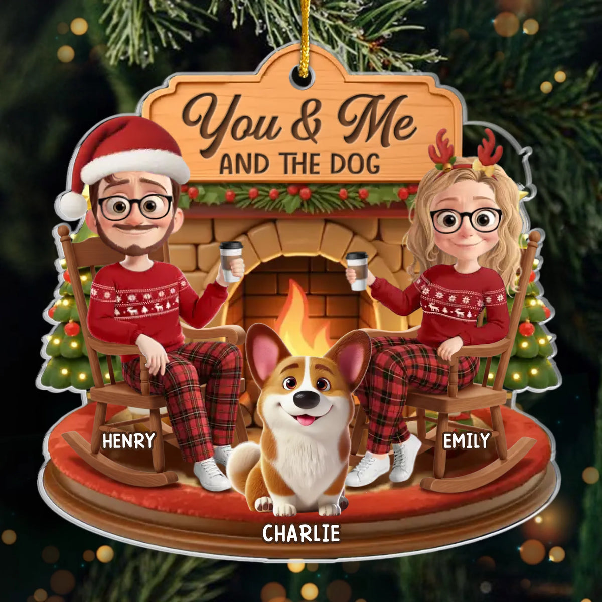 Custom Acrylic Ornament - Personalized Anniversary Christmas Wedding Gifts For Husband And Wife, Dog Cat Lovers - You, Me And The Chaos On Four Paws