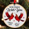 Custom Cardinal Embroidered Ornament - Personalized Christmas Memorial Sympathy Gifts For Loss Of Mom, Dad - Forever In The Warmth Of Love