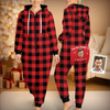 Custom Photo Adult Onesie Pajamas With Back Flap - Personalized Anniversary Christmas Wedding Gifts For Husband And Wife, Him And Her - Property Of My Favorite Troublemaker