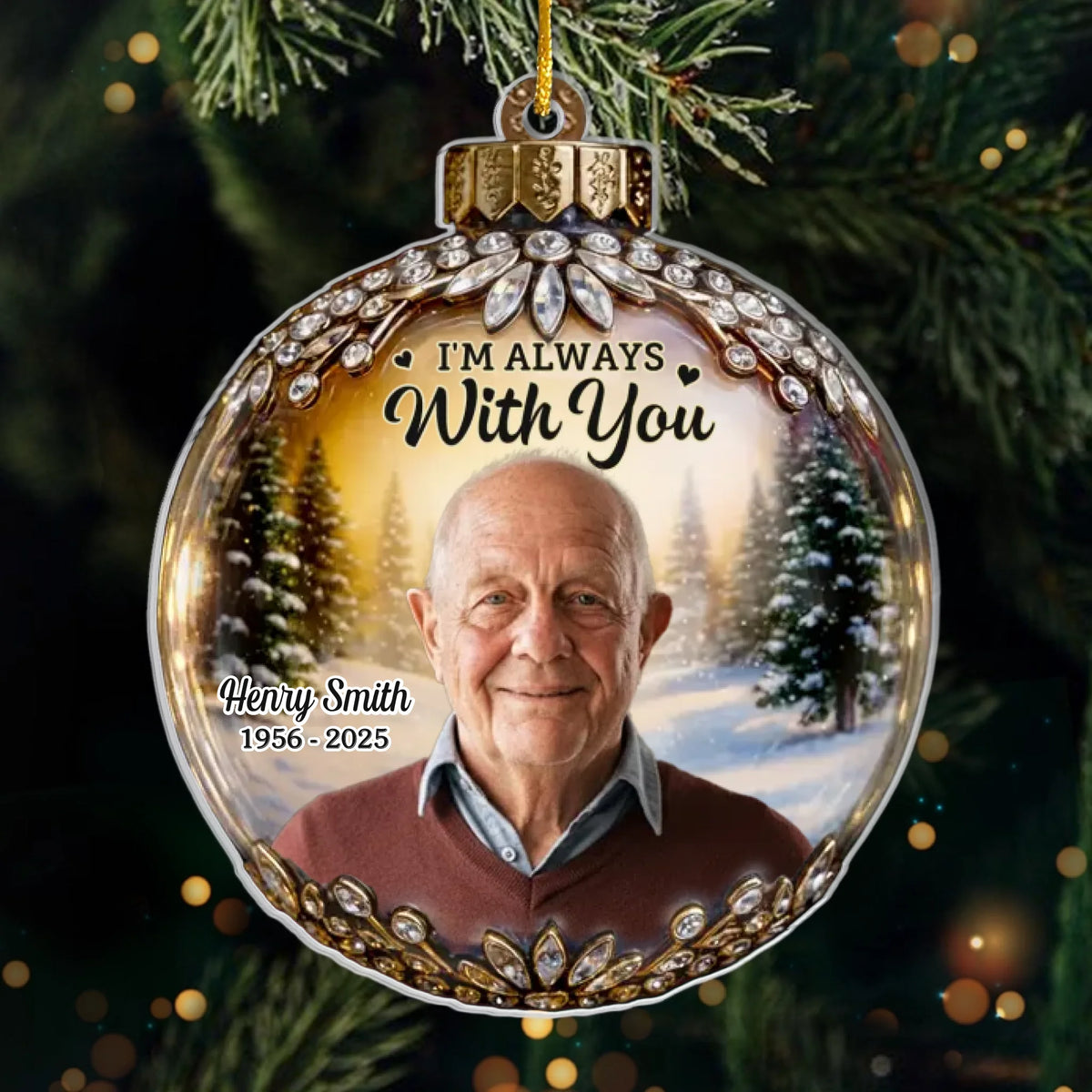 Custom Photo Acrylic Ornament - Personalized Christmas Memorial Sympathy Gifts For Loss Of Mom, Dad - In Every Sunset I Feel You