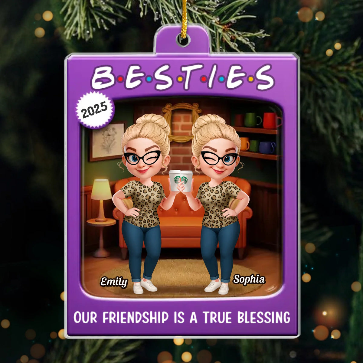 Custom Acrylic Ornament - Personalized Best Friend Christmas Birthday Gifts For Women, Besties, Sisters, BFF - Snowy Days Filled With Laughter