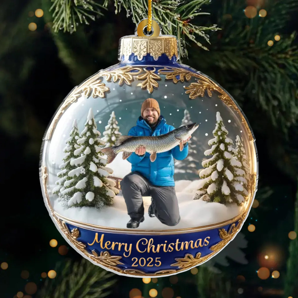 Custom Photo Acrylic Ornament - Personalized  Christmas Birthday Fishing Gifts For Fisherman - Santa’s Favorite Fisherman