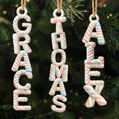 Custom Marshmallow Letter Wooden Ornament - Personalized Christmas Birthday Gifts For Mom, Dad, Brother, Sister, Kids - A Hug In Every Marshmallow