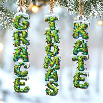 Custom Pine Tree Letter Wooden Ornament - Personalized Christmas Birthday Gifts For Mom, Dad, Brother, Sister, Kids - Evergreen Souls