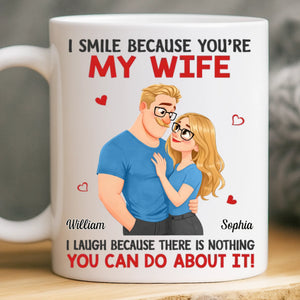 Custom Mug - Personalized Anniversary Wedding Gifts For Husband And Wife, Him And Her - Married You, Smiling Daily