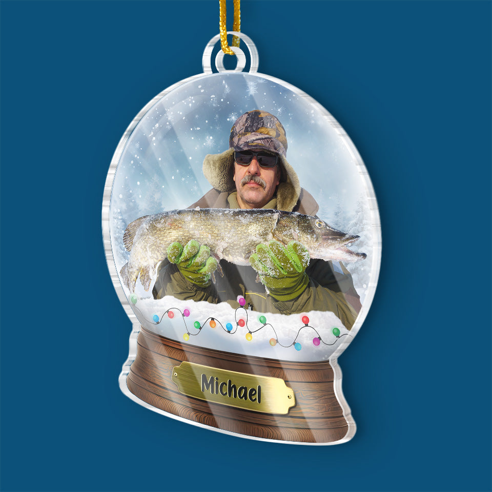 Custom Photo There's No Such Thing As A Bad Day When You're Fishing - Fishing Personalized Custom Ornament - Acrylic Custom Shaped - Christmas Gift For Fishing Lovers, Fisherman