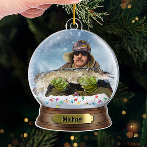 Custom Photo There's No Such Thing As A Bad Day When You're Fishing - Fishing Personalized Custom Ornament - Acrylic Custom Shaped - Christmas Gift For Fishing Lovers, Fisherman