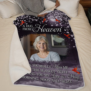 Custom Photo I'm Sending You My Hug - Memorial Personalized Custom Blanket - Christmas Gift, Sympathy Gift For Family Members