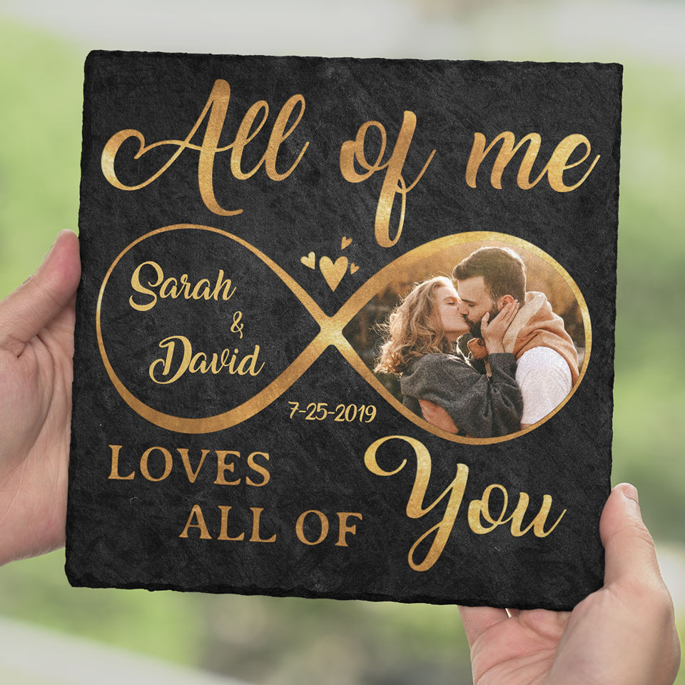 Custom Photo All Of Me Loves All Of You - Couple Personalized Custom Square Shaped Stone With Stand - Gift For Husband Wife, Anniversary