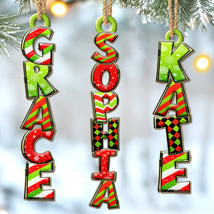 Custom Green Christmas Letter Wooden Ornament - Personalized Christmas Birthday Gifts For Mom, Dad, Brother, Sister, Kids - The Perfect Pop Of Festive Fun