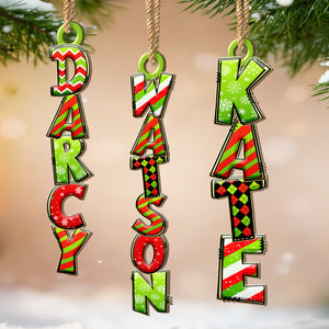 Custom Green Christmas Letter Wooden Ornament - Personalized Christmas Birthday Gifts For Mom, Dad, Brother, Sister, Kids - The Perfect Pop Of Festive Fun
