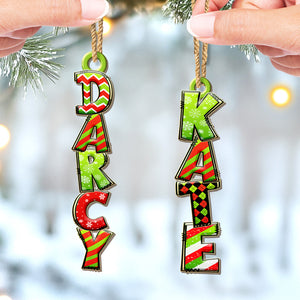 Custom Green Christmas Letter Wooden Ornament - Personalized Christmas Birthday Gifts For Mom, Dad, Brother, Sister, Kids - The Perfect Pop Of Festive Fun