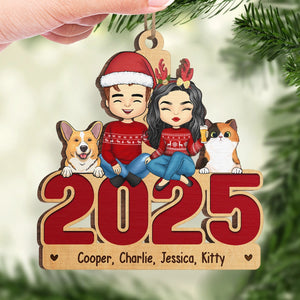 Happy Howlidays With All Our Love - Dog & Cat Personalized Custom Ornament - Acrylic, Wood Unique Shaped - Christmas Gift For Pet Owners, Pet Lovers