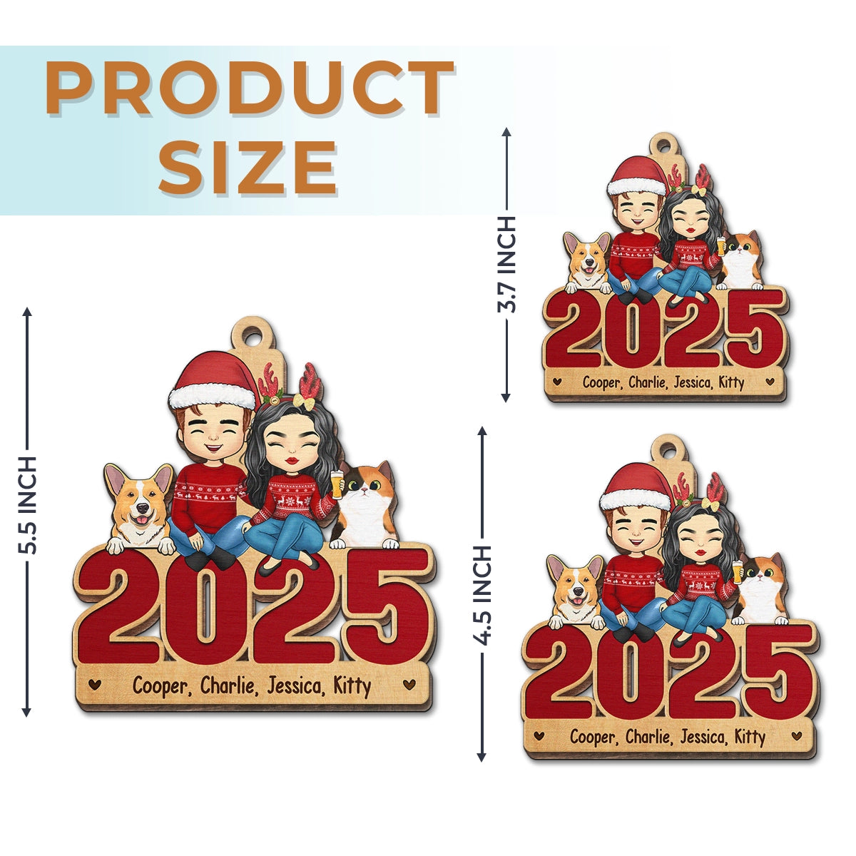 Happy Howlidays With All Our Love - Dog & Cat Personalized Custom Ornament - Acrylic, Wood Unique Shaped - Christmas Gift For Pet Owners, Pet Lovers