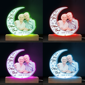 Custom Photo Love You To The Moon And Back - Couple Personalized Custom Shaped 3D LED Light - Upload Photo Gift For Husband Wife, Anniversary