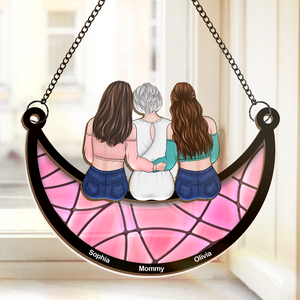 The Love Between A Mother And Daughter Is Forever - Family Personalized Window Hanging Suncatcher - Mother's Day, Gift For Mom