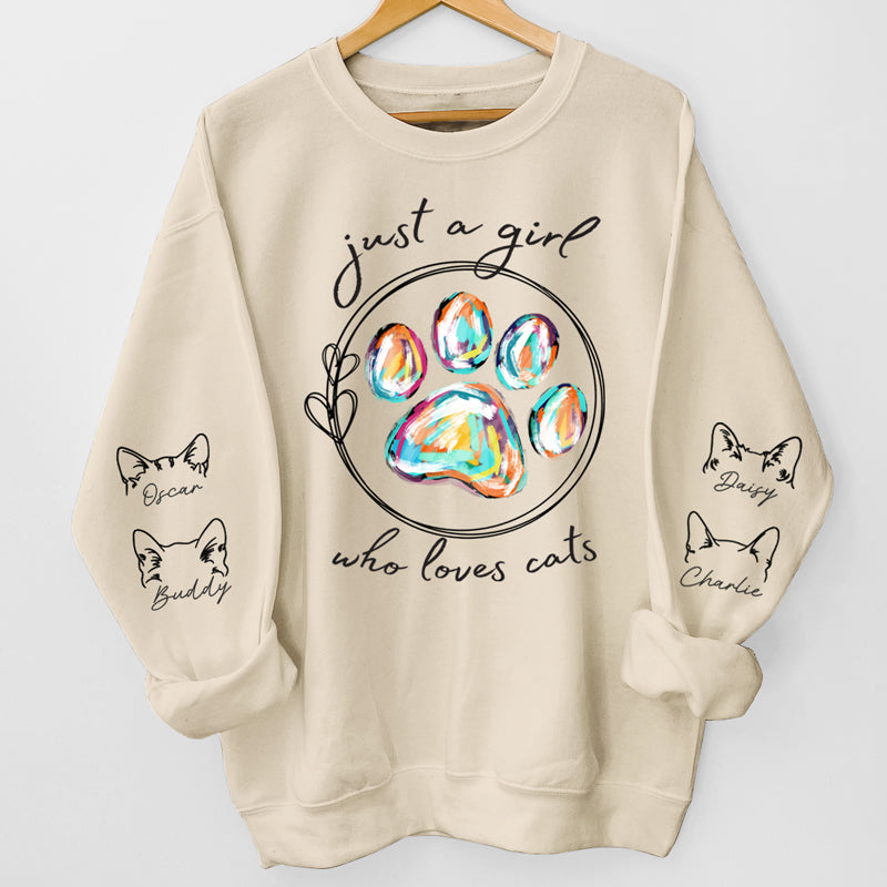 Just A Girl Loves Dogs - Dog Personalized Custom Unisex Sweatshirt With Design On Sleeve - Gift For Pet Owners, Pet Lovers