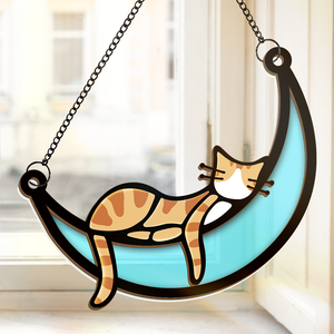 I'm Not Lazy, I'm Just Very Relaxed - Cat Personalized Window Hanging Suncatcher - Gift For Pet Owners, Pet Lovers