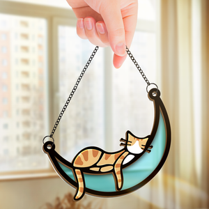 I'm Not Lazy, I'm Just Very Relaxed - Cat Personalized Window Hanging Suncatcher - Gift For Pet Owners, Pet Lovers