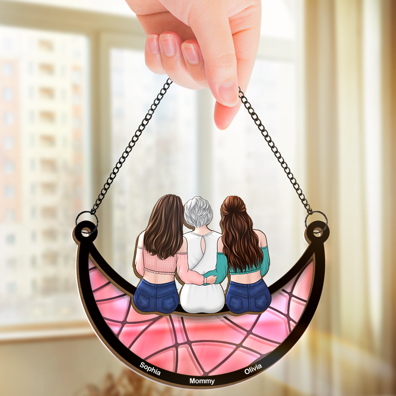 The Love Between A Mother And Daughter Is Forever - Family Personalized Window Hanging Suncatcher - Mother's Day, Gift For Mom