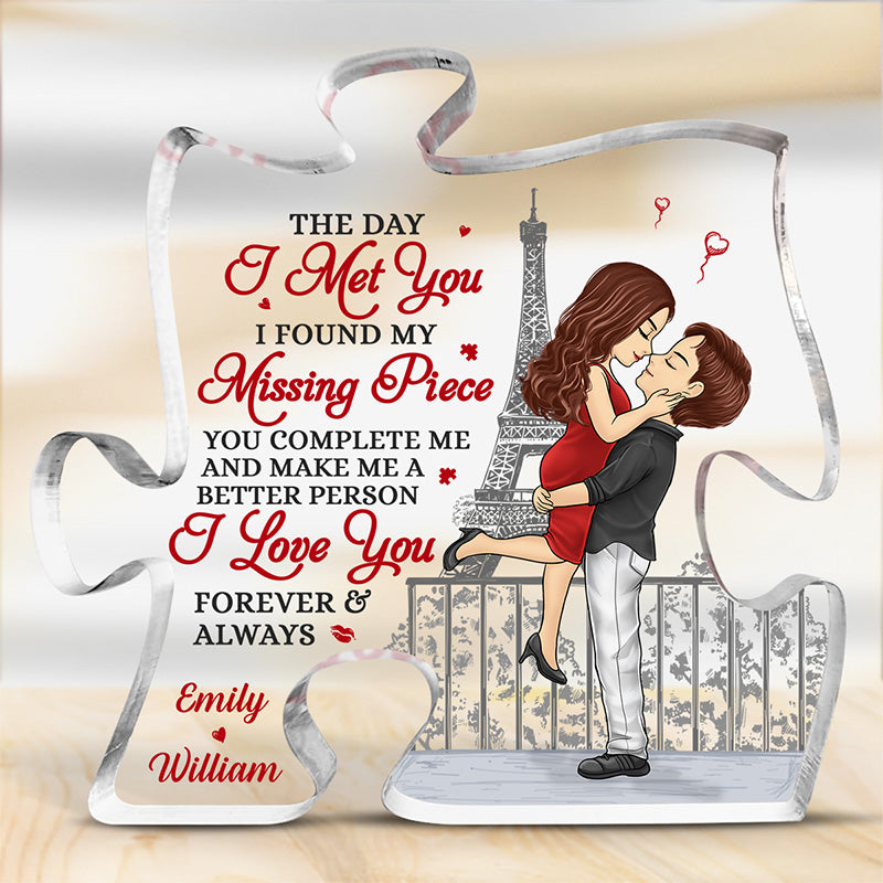 I Love You Forever And Always - Couple Personalized Custom Puzzle Shaped Acrylic Plaque - Gift For Husband Wife, Anniversary