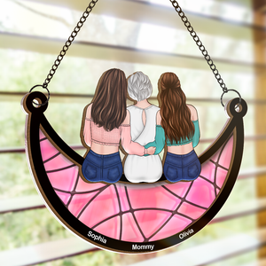 The Love Between A Mother And Daughter Is Forever - Family Personalized Window Hanging Suncatcher - Mother's Day, Gift For Mom