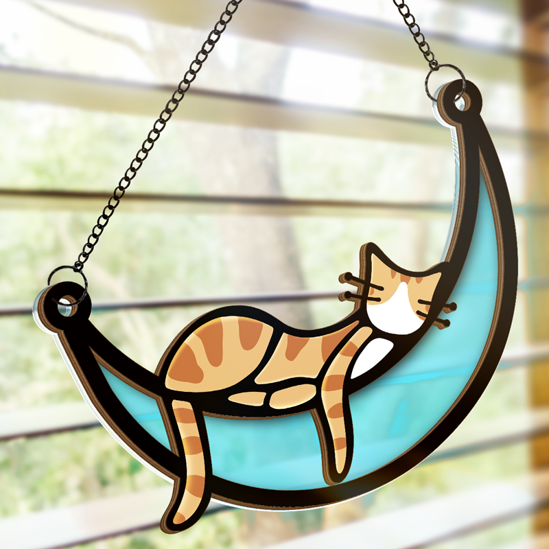 I'm Not Lazy, I'm Just Very Relaxed - Cat Personalized Window Hanging Suncatcher - Gift For Pet Owners, Pet Lovers