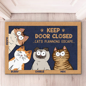 Custom Home Decor Decorative Mat - Personalized Birthday Gifts For Dog Cat Lovers, Dog Dad And Mom, Cat Owners - Don't Let The Cat Out No Matter What He Tells You