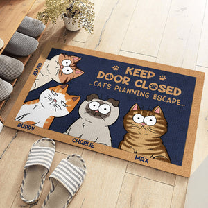 Custom Home Decor Decorative Mat - Personalized Birthday Gifts For Dog Cat Lovers, Dog Dad And Mom, Cat Owners - Don't Let The Cat Out No Matter What He Tells You