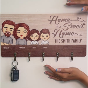 Home Sweet Home - Family Personalized Custom Home Decor Key Hanger, Key Holder - House Warming Gift For Family Members, Pet Owners, Pet Lovers