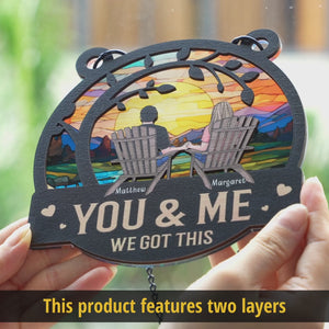 Endless Love Knows No Bounds - Couple Personalized Window Hanging Suncatcher Ornament - Gift For Husband Wife, Anniversary