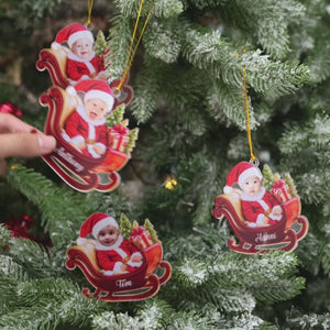 Custom Photo Tiny Santa, Big Christmas Spirit - Family Personalized Custom Ornament - Acrylic Custom Shaped - Christmas Gift For Baby Kids, Newborn Baby