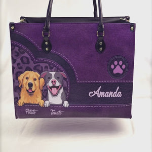 Dog Mom, More Love And Less Bark - Dog Personalized Custom Leather Handbag - Mother's Day, Gift For Pet Owners, Pet Lovers