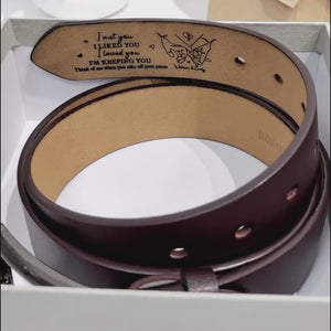 Congrats On Being My Boyfriend - Couple Personalized Custom Engraved Leather Belt - Gift For Husband Wife, Anniversary