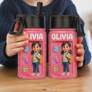 Custom Photo 3D Inflated Effect Printed Kids Water Bottle - Personalized Back To School Gifts For Kids - Fuel Your Bright Young Mind